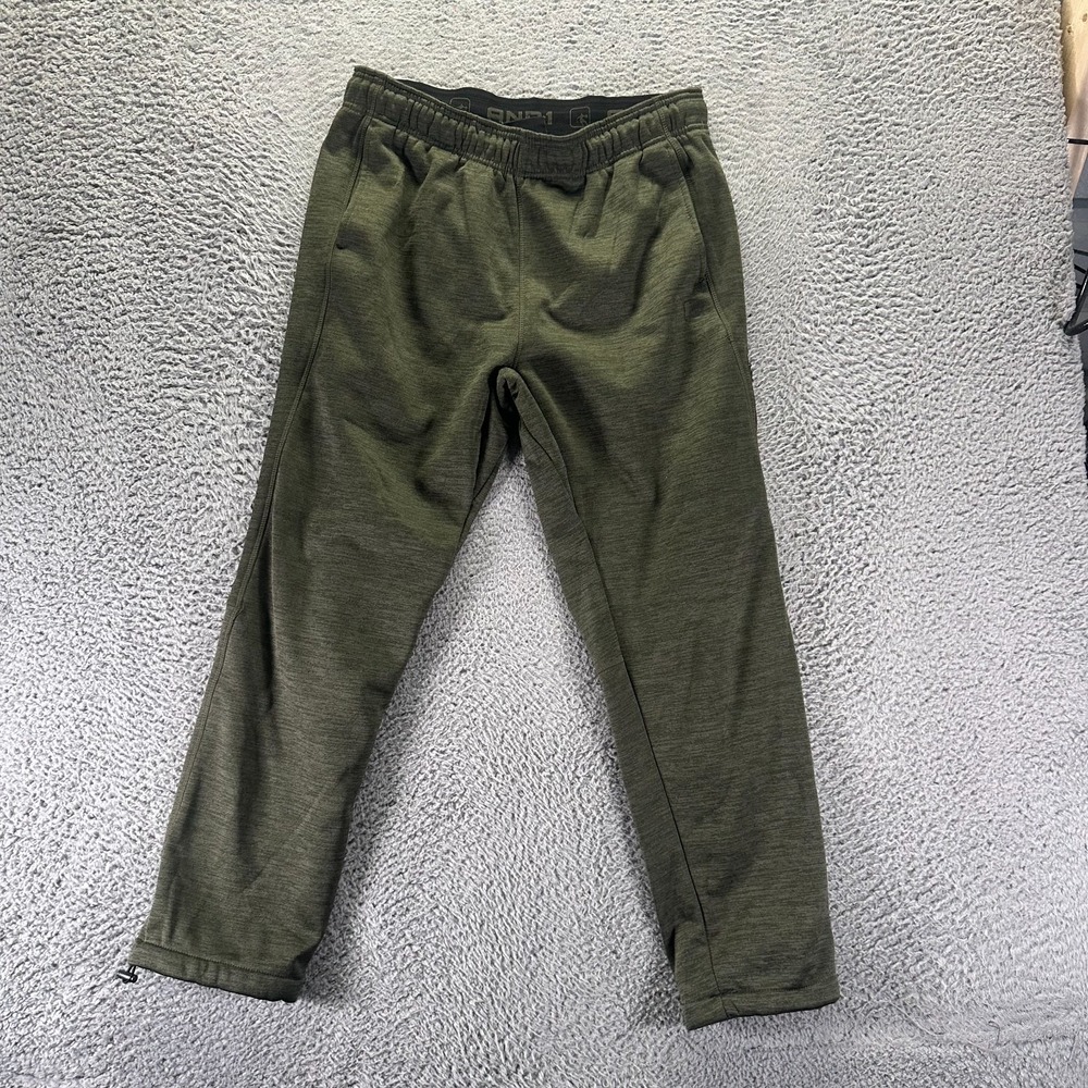 Vintage AND1 Sweatpants Mens L Green Polyester Straight Fleece-Lined Activewear